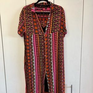 Oversized sheer bohemian style beach maxi w/ slip